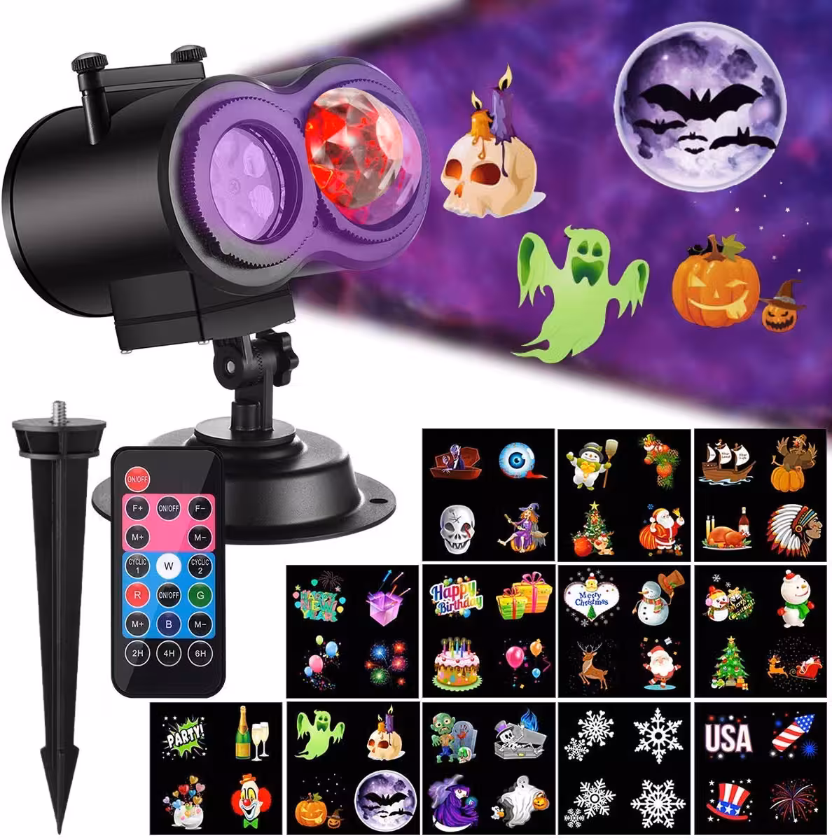 2-in-1 Ocean Wave Holiday Projector With 14 Slides