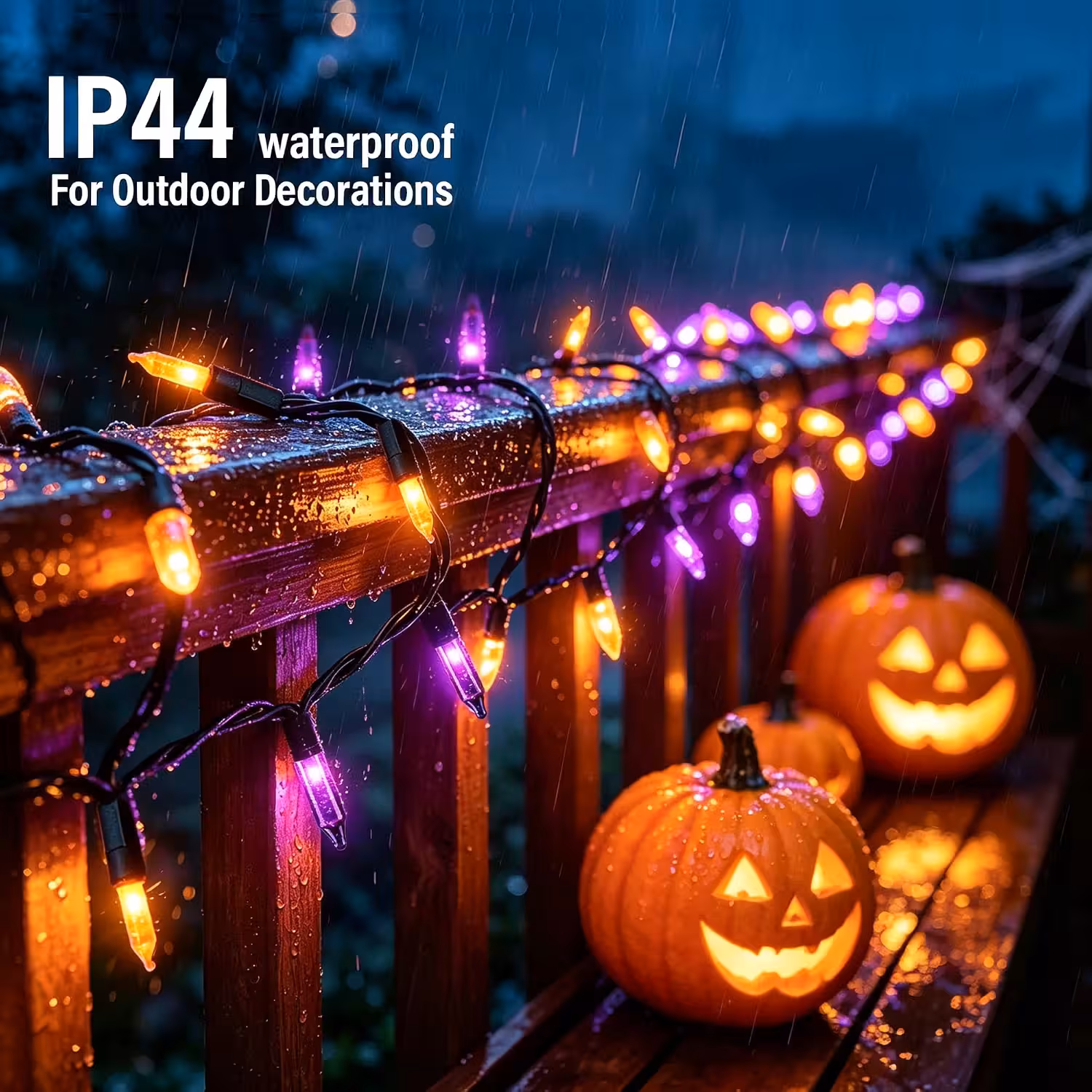 TW SHINE Purple and Orange Halloween String Lights
